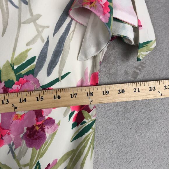 NWT ELIZABETH & JAMES Nora Silk Dress Sz M Floral Asymmetrical Hem Neckline $365 - Picture 12 of 16